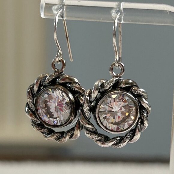 Shablool sterling silver and CZ round drop earrings - Picture 4 of 13